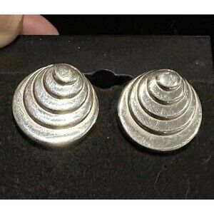 Vintage sterling silver Earrings Graduated Circle Western Mexico Concho Posts